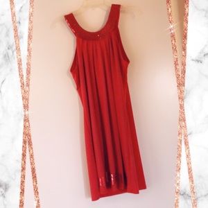 NWOT Red Sequin Halter Dress